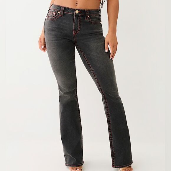 True Religion Becca Mid Rise Boot Cut Jeans Black Size 27 NWT - Picture 2 of 9